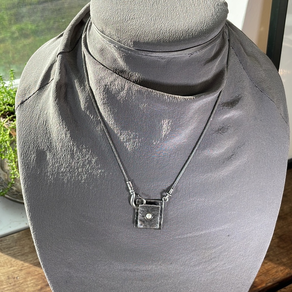 SILPADA x DIDAE Vintage Sterling & Pearl Brutalist / Modernist Hook Clasp - Picture 7 of 16